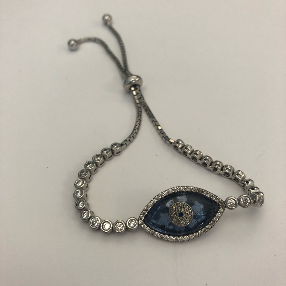 .925 silver evil eye adjustable tennis bracelet